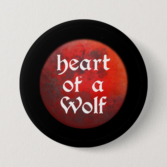 Herz eines Wolf Knopf Button (Vorderseite)