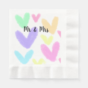 Herz einfache minimale Text Stil Hochzeit Mr & mrs Serviette
