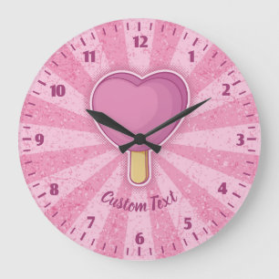Herz-Eis-Am-Stiel Große Wanduhr