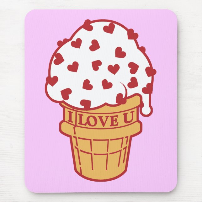 Herz-Eiscreme-Waffel Mousepad (Vorne)
