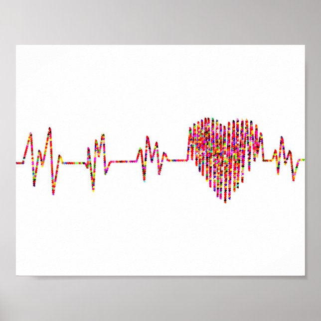 Herz & EKG, farbenfroh Poster (Vorne)