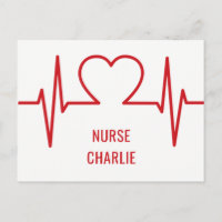 Herz EKG individuelle Name & Beruf Postkarte