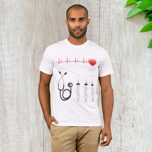Herz-EKG-Monitor mit Stethoskop und Spritzen T-Shirt (Von Creator hochgeladen)