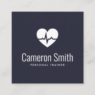 Herz-EKG-Welle Fitness Personal Trainer Dunkel Quadratische Visitenkarte