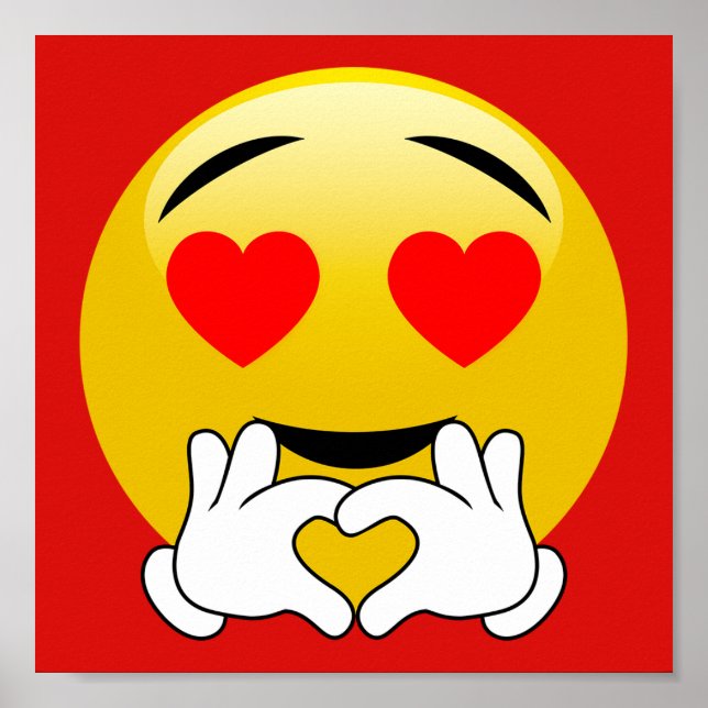 Herz Emoji mit Liebe Hand Red Poster (Vorne)