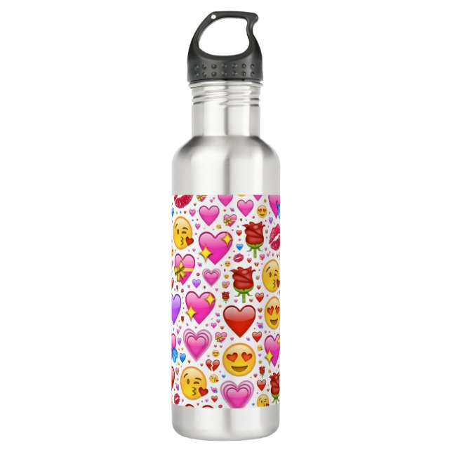 Herz Emojis Edelstahlflasche (Vorderseite)