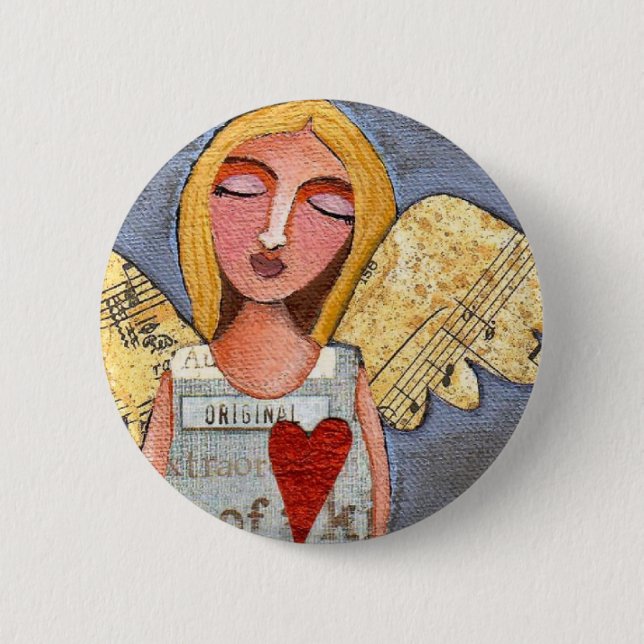 Herz-Engel - himmlischer Knopf Button (Vorderseite)