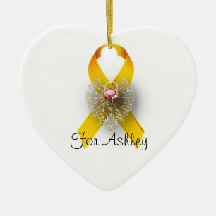 Herz-Engel-Kinderkrebs-Bewusstseins-Ornament Keramik Ornament