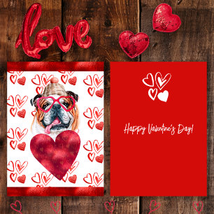 Herz Englische Bulldogge Hunde Liebhaber Valentins Feiertagskarte