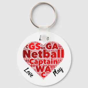 Herz-Entwurfinspirierend Netball-Kapitän Schlüsselanhänger