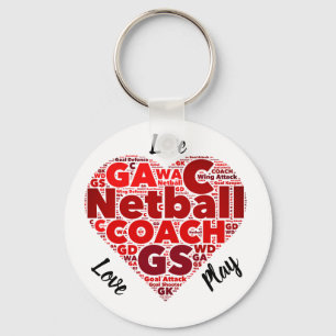 Herz-Entwurfinspirierend Netball-Zug Schlüsselanhänger