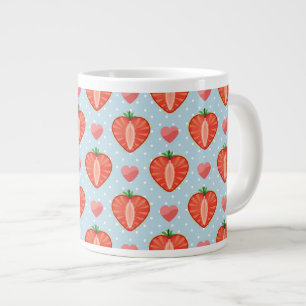 Herz Erdbeeren mit Punkten und Herzen Jumbo-Tasse