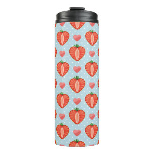 Herz Erdbeeren mit Punkten und Herzen Thermosbecher