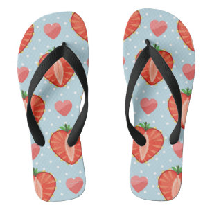 Herz-Erdbeeren mit Tupfen und Herzen Flip Flops