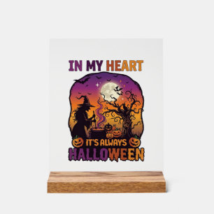 Herz Es ist immer Halloween Hexe Kessel Baum Moo Acrylschild