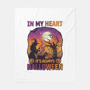 Herz Es ist immer Halloween Hexe Kessel Baum Moo Fleecedecke