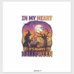 Herz Es ist immer Halloween Hexe Kessel Baum Muh Aufkleber