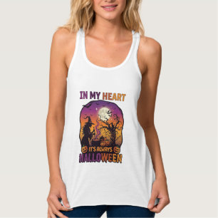 Herz Es ist immer Halloween Hexe Kessel Baum Muh Tank Top