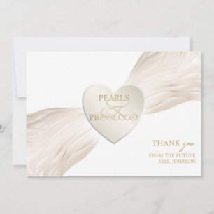 Herz Et-Zeichen Perlen & Prosecco Brautparty Dankeskarte