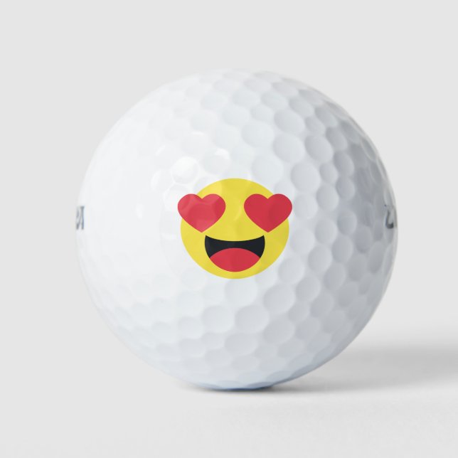 Herz Eyes Face Emoji Golfball (Vorderseite)