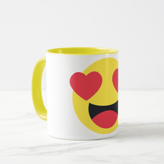 Herz Eyes Face Emoji Tasse (Vorderseite Links)
