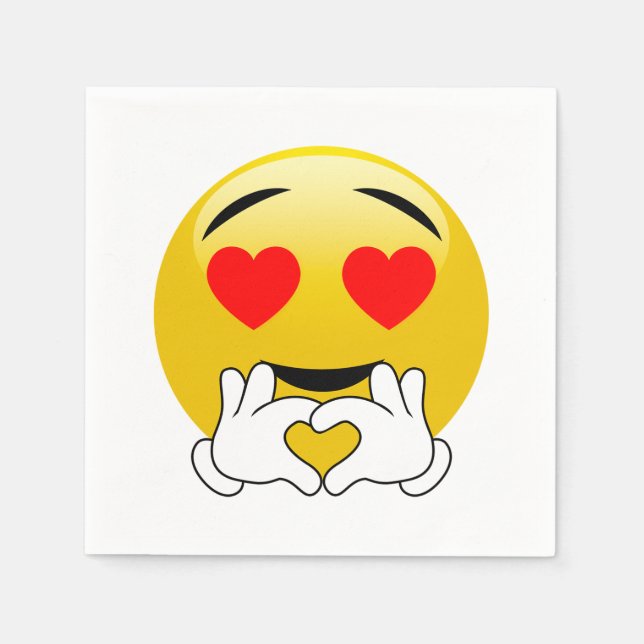 Herz Eyes & Hands Emoji Liebe Serviette (Vorderseite)