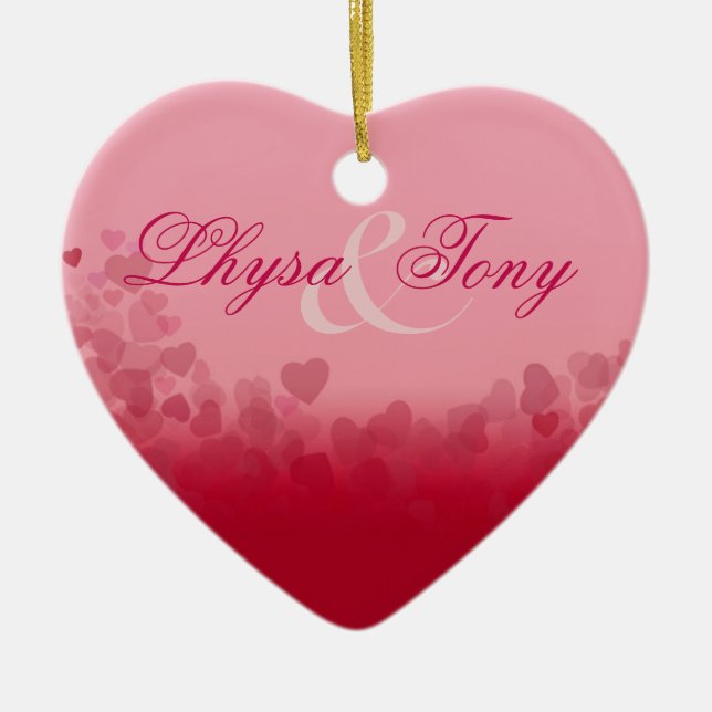 Herz-Festivalvalentine-Liebe-Jungvermählten-Paare Keramikornament (Vorne)