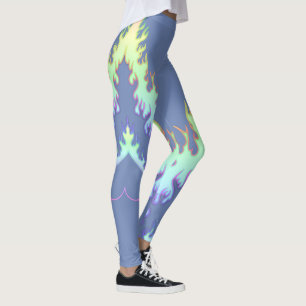 Herz-Feuer: Leggings: Singrün-Regenbogen Leggings