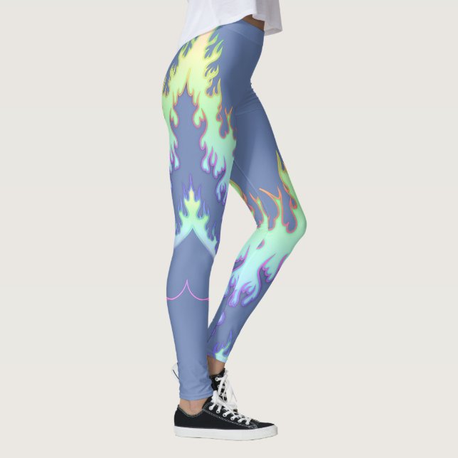 Herz-Feuer: Leggings: Singrün-Regenbogen Leggings (Rechts)