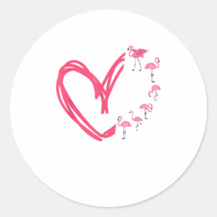 Herz Flamingo TShirt Runder Aufkleber