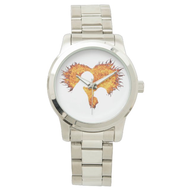 Herz-Flamme-Damenarmbanduhr  Armbanduhr (Vorderseite)