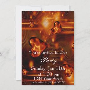 Herz-Flamme Party-Einladung komplett Einladung