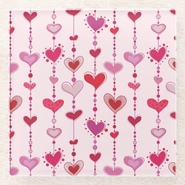 Herz-Fliesen Glasuntersetzer (Vorderseite)