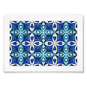 Herz-Fliesen inspiriert durch Portugiese Azulejos Fotodruck