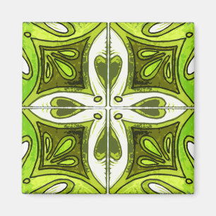 Herz-Fliesen inspiriert durch Portugiese Azulejos Magnet