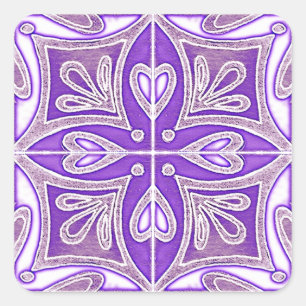 Herz-Fliesen inspirierten Portugiese Azulejos Quadratischer Aufkleber