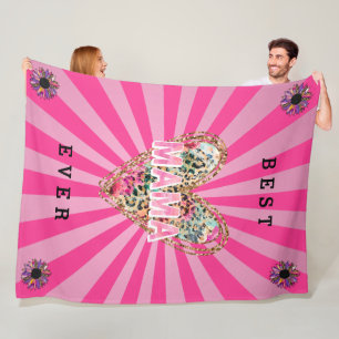 Herz-Floral-Mama anpassen Fleecedecke