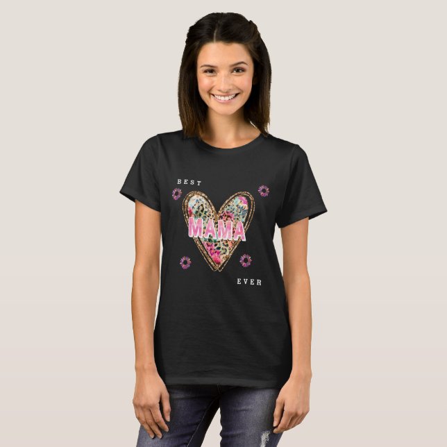 Herz-Floral-Mama anpassen T-Shirt (Vorne ganz)