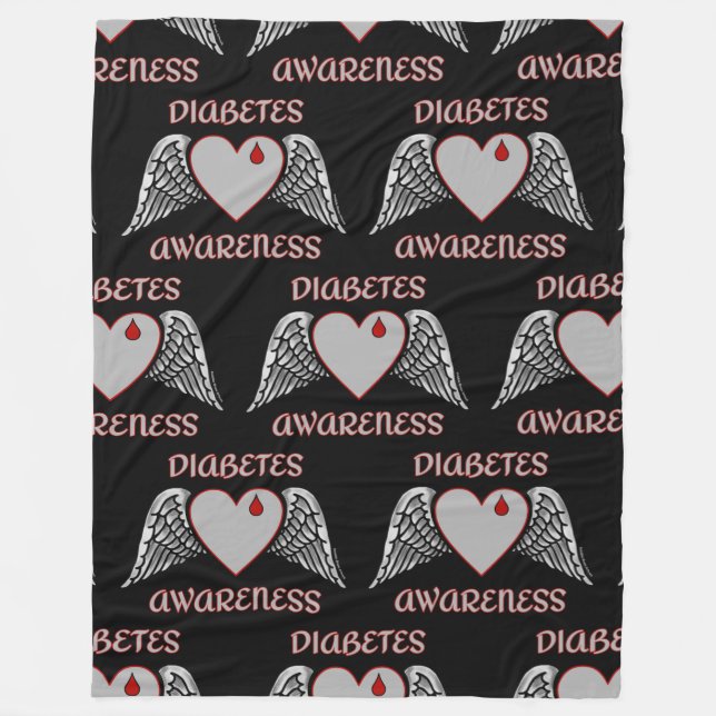 Herz/Flügel... Diabetes Fleecedecke (Vorderseite)