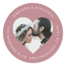 Herz Form Foto Hochzeit Rücksendeadresse Lila