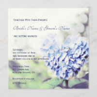 Herz-Förmige blaue Hydrangea-Hochzeits-Einladung