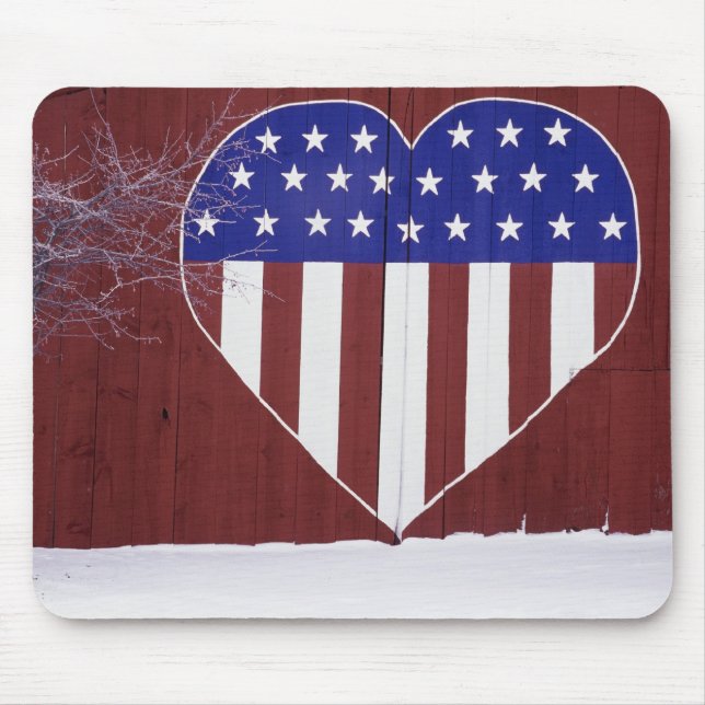 Herz-Förmiges US Flagge Mousepad (Vorne)