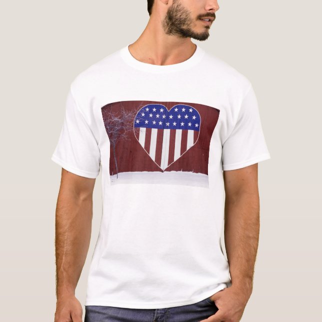 Herz-Förmiges US Flagge T-Shirt (Vorderseite)