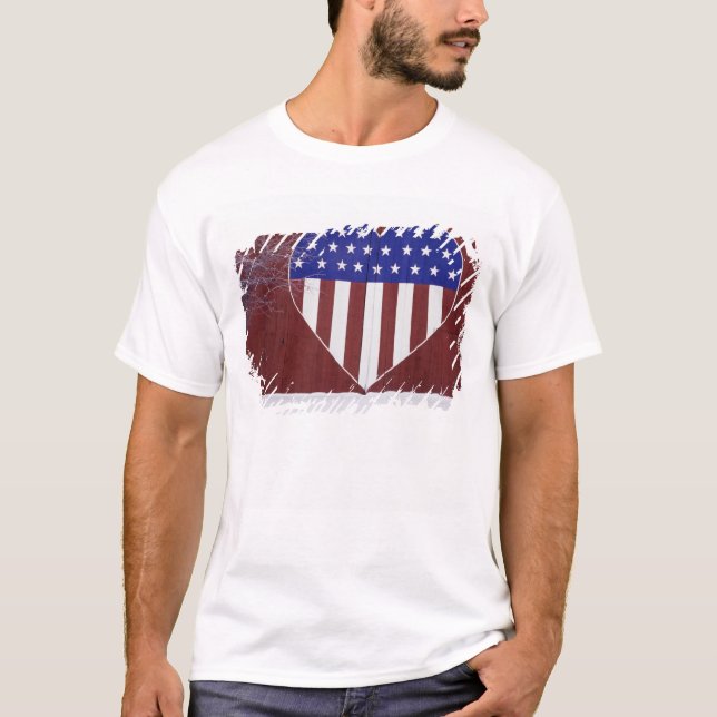 Herz-Förmiges US Flagge T-Shirt (Vorderseite)