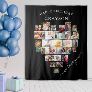 Herz Foto Collage Alles Gute zum Geburtstag Person Wandteppich