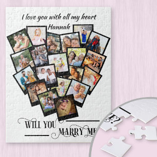 Herz-Foto-Collage Liebt euch Heiratet mich Puzzle