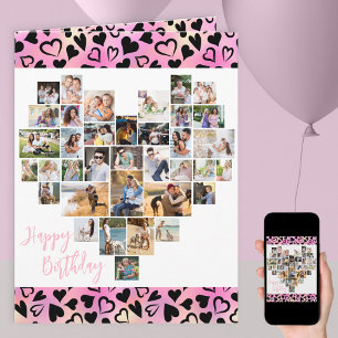 Herz-Foto-Collage Rosa Herzen Geburtstag jedes Alt Karte