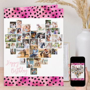 Herz-Foto-Collage Rosa Liebesherzen Geburtstag Karte