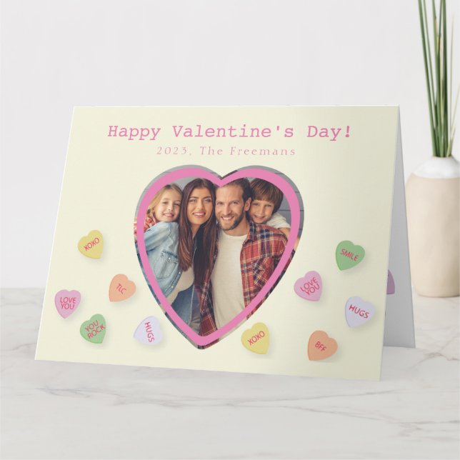 Herz Foto Happy Valentine's Day Candy Hearts Karte (Vorderseite)