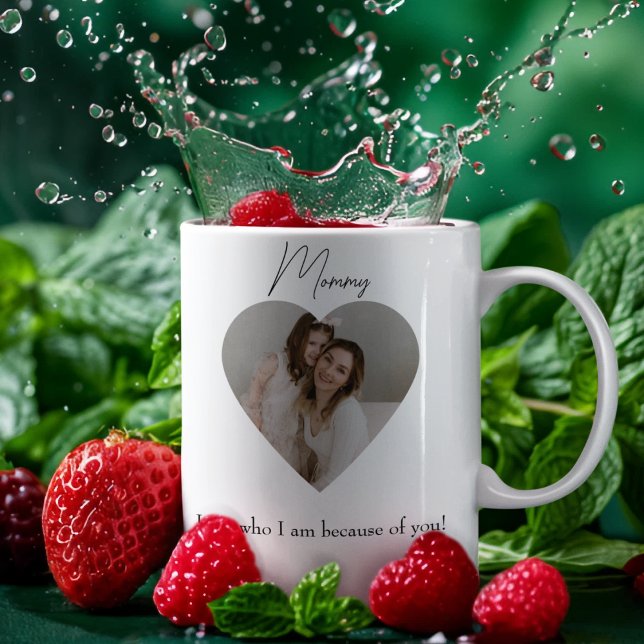 Herz Foto und Text Ich bin, wer ich bin wegen dir  Kaffeetasse (Von Creator hochgeladen)